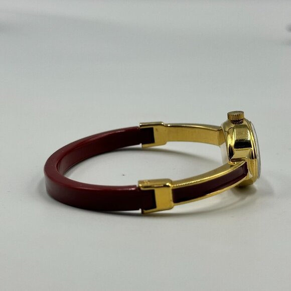 Vintage Nova Watch Women Gold Tone Maroon Bangle Band Manual Wind 6.5 inch main image 4